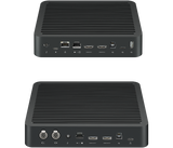 A product image of the Logitech Table Hub and the Logitech Display Hub stacked on top of each other.