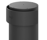 A close-up image of the top of the Logitech Sight in graphite. The image shows the seven beamforming microphones on the top of the device and the magnetic privacy shield covering the cameras.