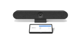 An image of the Logitech Rally Bar Huddle and Logitech Tap