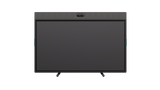 A front-view photo of the graphite Logitech Rally Board 65 with table legs.